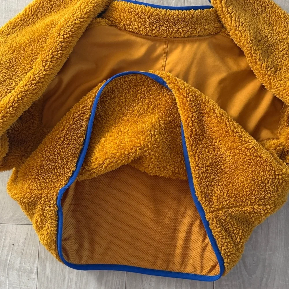 Nike Yellow-Orange Sherpa Quarter-Zip Pullover with Blue Trim Youth